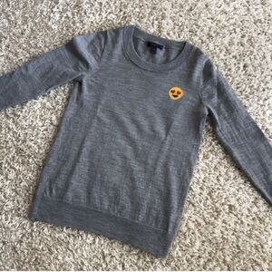 J. Crew Gray Sweater with Emoji Patch